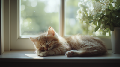 Peaceful Kitten on Windowsill