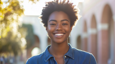 Smiling Student in Sunlight