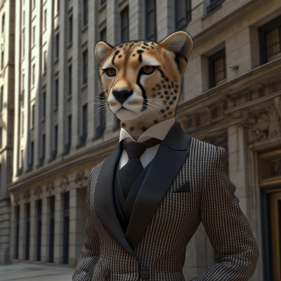 Cheetah in Business Attire on Wall Street