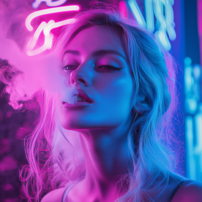 Neon Vaping Portrait