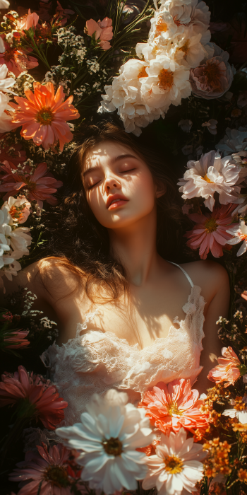 Girl Laying in Flowers