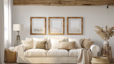 Cozy Living Room with Photo Frames