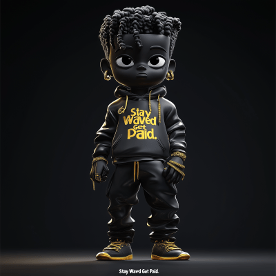 Vibrant Black and Gold Cartoon