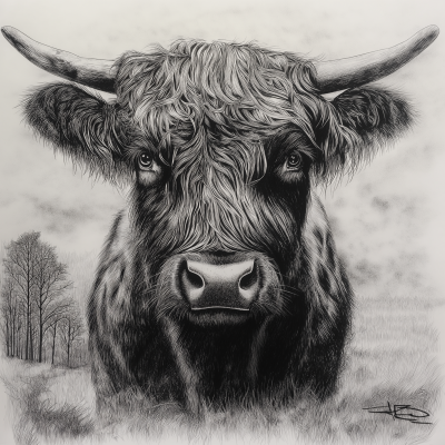 Highland Cow Sketch