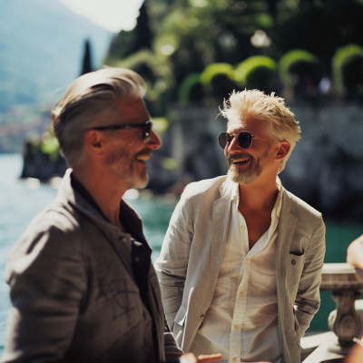 Smiling Males by Lake Como