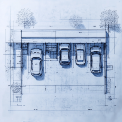 Blueprint of a 4-Car Garage