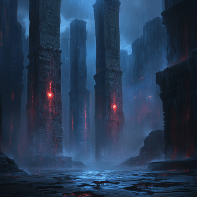 Ancient Ruins in Cyberpunk City