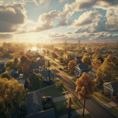 Aerial View of Suburban Neighborhood