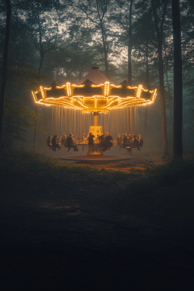 Vintage Carousel at Sunset