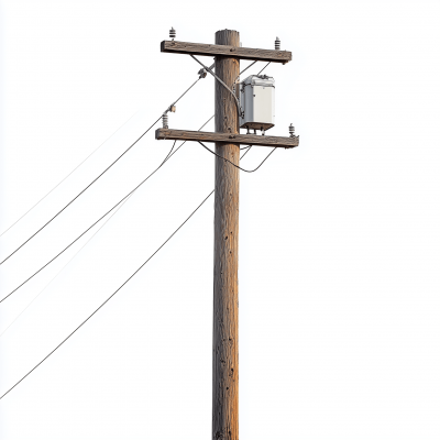 Utility Pole on White Background