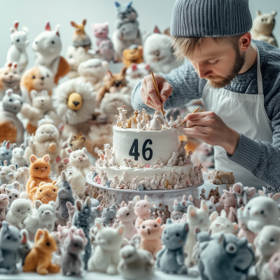 Baker Icing a Cake