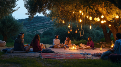 Evening Gathering in a Mediterranean Garden