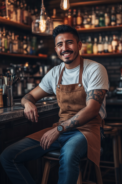 Smiling Hispanic Man at Diner