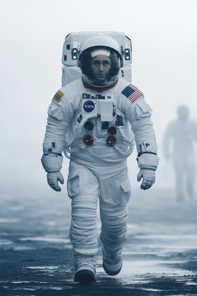 Astronaut Walking Forward in Space