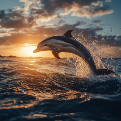 Dolphin Jumping at Sunset