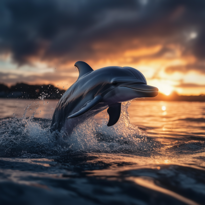 Dolphin Jumping at Sunset