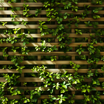 Green leaves and wooden elements backdrop