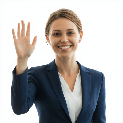 Smiling Business Woman in Blue Suit