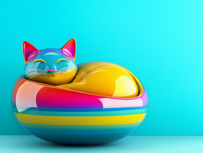 Colorful Sleeping Cat Sculpture