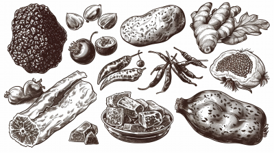 Black Truffle Illustration Set