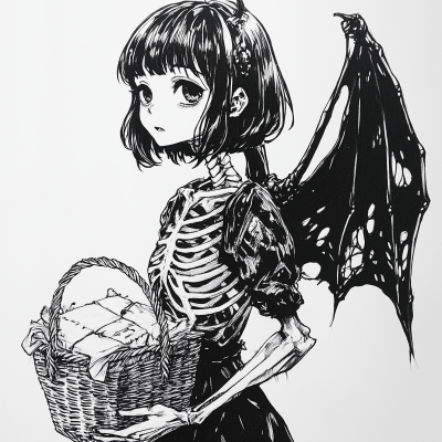 Manga Girl with Skeleton Ribs