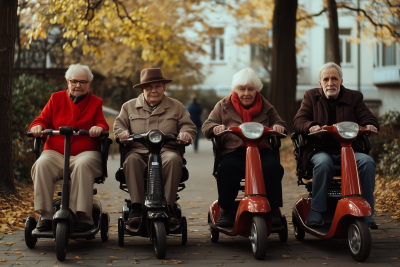 Elderly woman on a mobility scooter