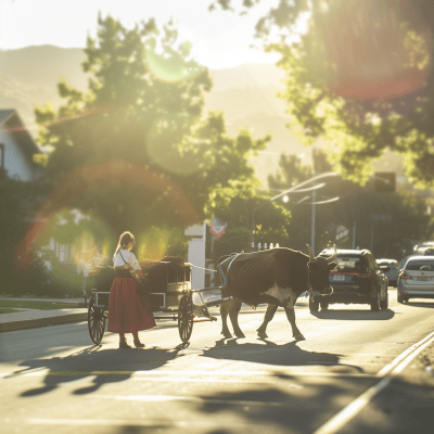 Woman with Ox and Cart