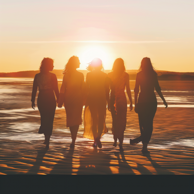 Stylish Women at Sunset