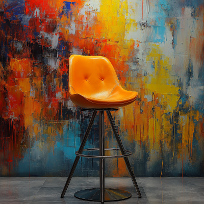 Bright Abstract Orange Bar Chair