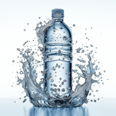 Water Splash Transforming into Water Bottle
