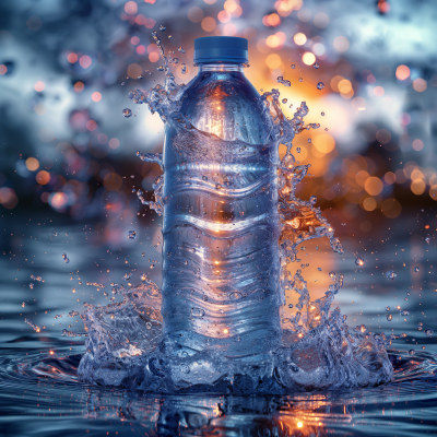 Water Splash Transform to Clear Cylinder Water Bottle