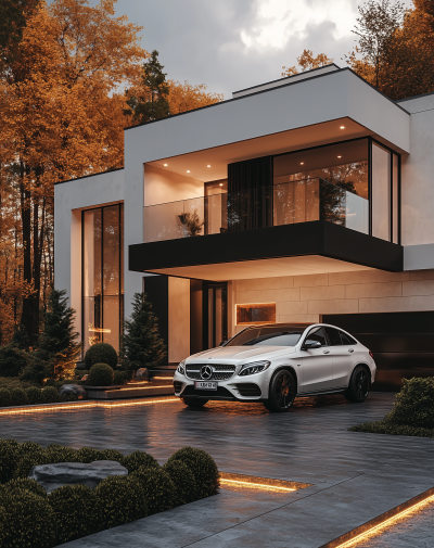 Modern Villa with Mercedes Cars