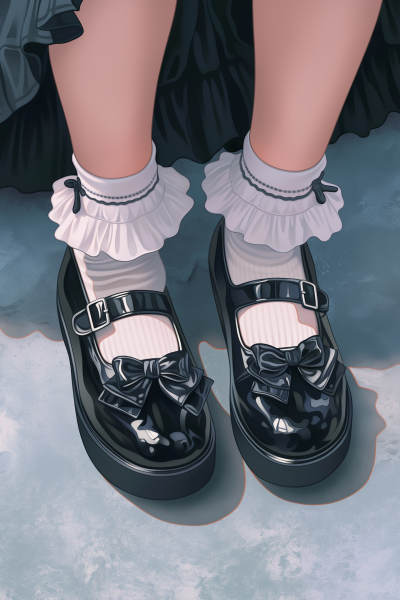 Close Up of Young Girl’s Feet in Anime Style