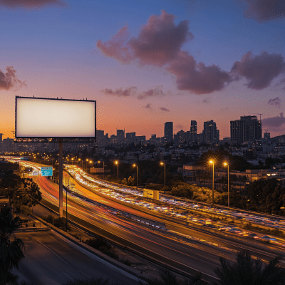 Empty Billboard at Sunset