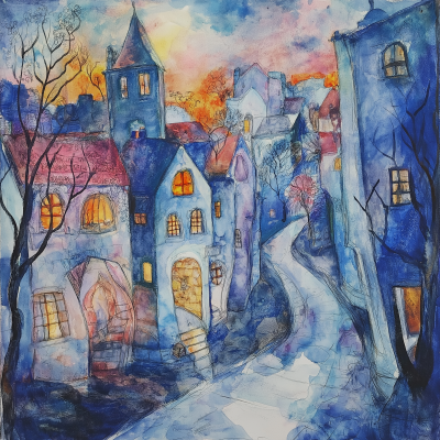 Old Jewish Town Watercolor