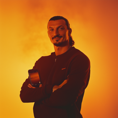 Zlatan Ibrahimović Smiling with iPhone