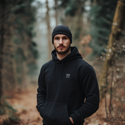 Man in Black Hoodie in Forest