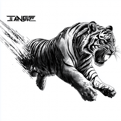 Detailed Black and White Tiger