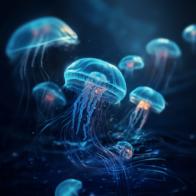 Underwater futuristic jellyfish