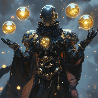 Gothic Monk with Floating Orbs