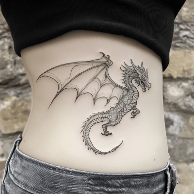 Black Fine Line Malvern Dragon Tattoo