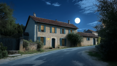 Charming French Village at Night