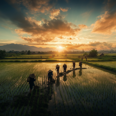 Harvesting Rice