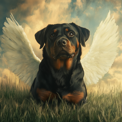 Rottweiler Angel in a Field