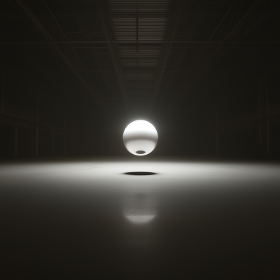 Glowing Chrome Orb in Warehouse