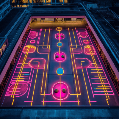 Retro Neon Dodgems at Sunset