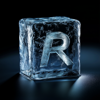 Ice Cube with Ruble Sign