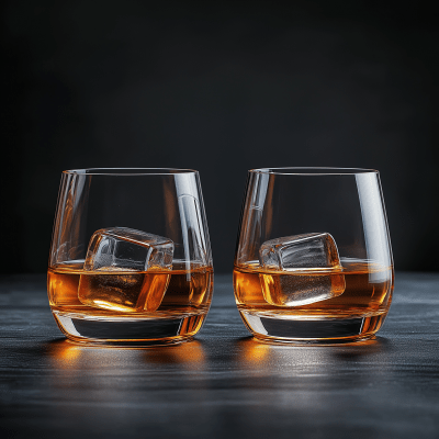 Whiskey Glasses with Ice