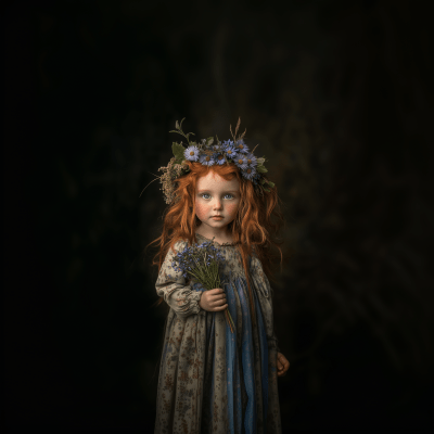 Little Girl with Chicory Crown