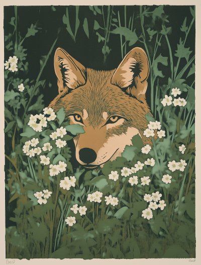 Wolf in Flowers